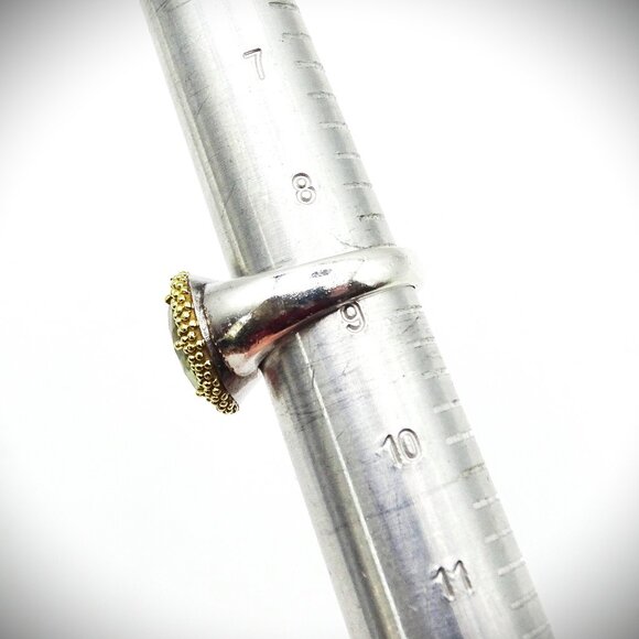 LAGOS Caviar Sterling Silver 18K Yellow Gold & Citrine Cocktail Ring Size 8.75 - Picture 10 of 10